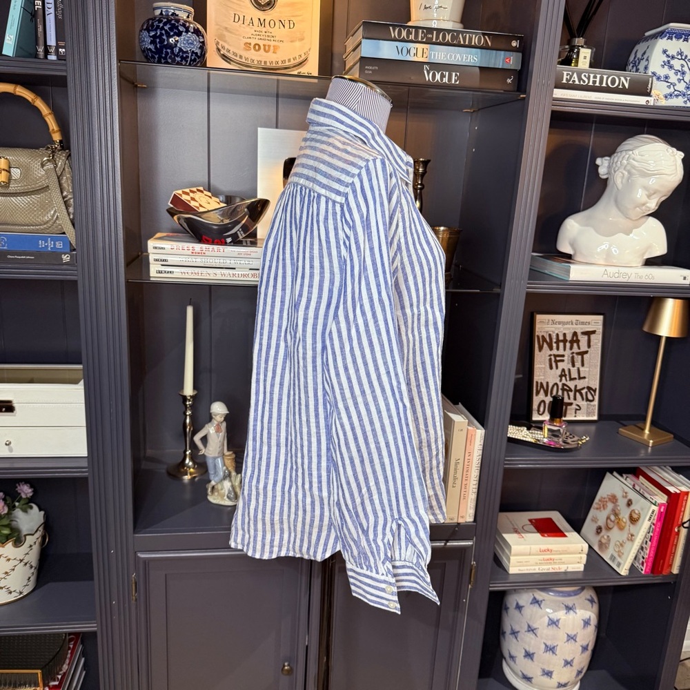Lands’ End Striped Linen Button-Down Shirt – Size M - Picture 5 of 7